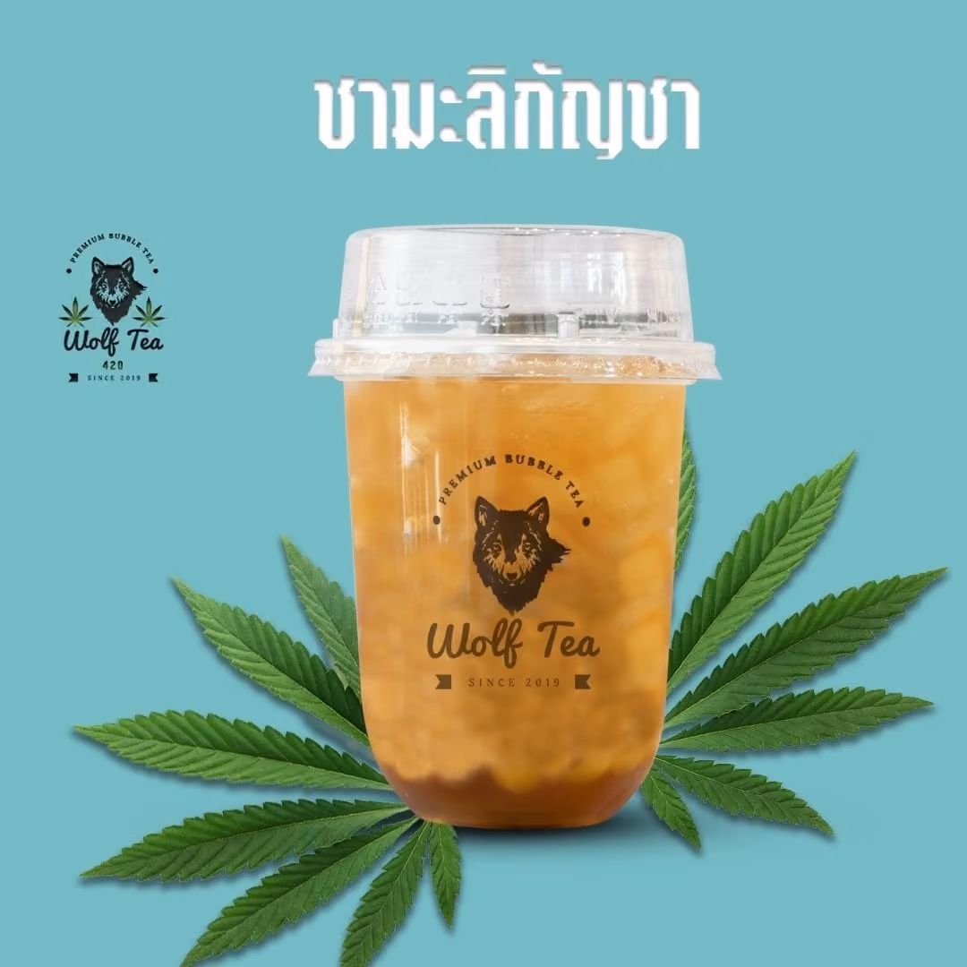 Chiang Rai의 대마초 매장 Wolf Tea 로고